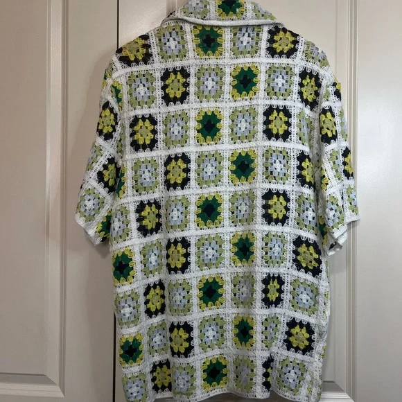 Zara Men's Colorful Crochet Button Down Shirt - Picture 5 of 6